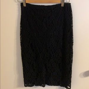 Black lace pencil skirt